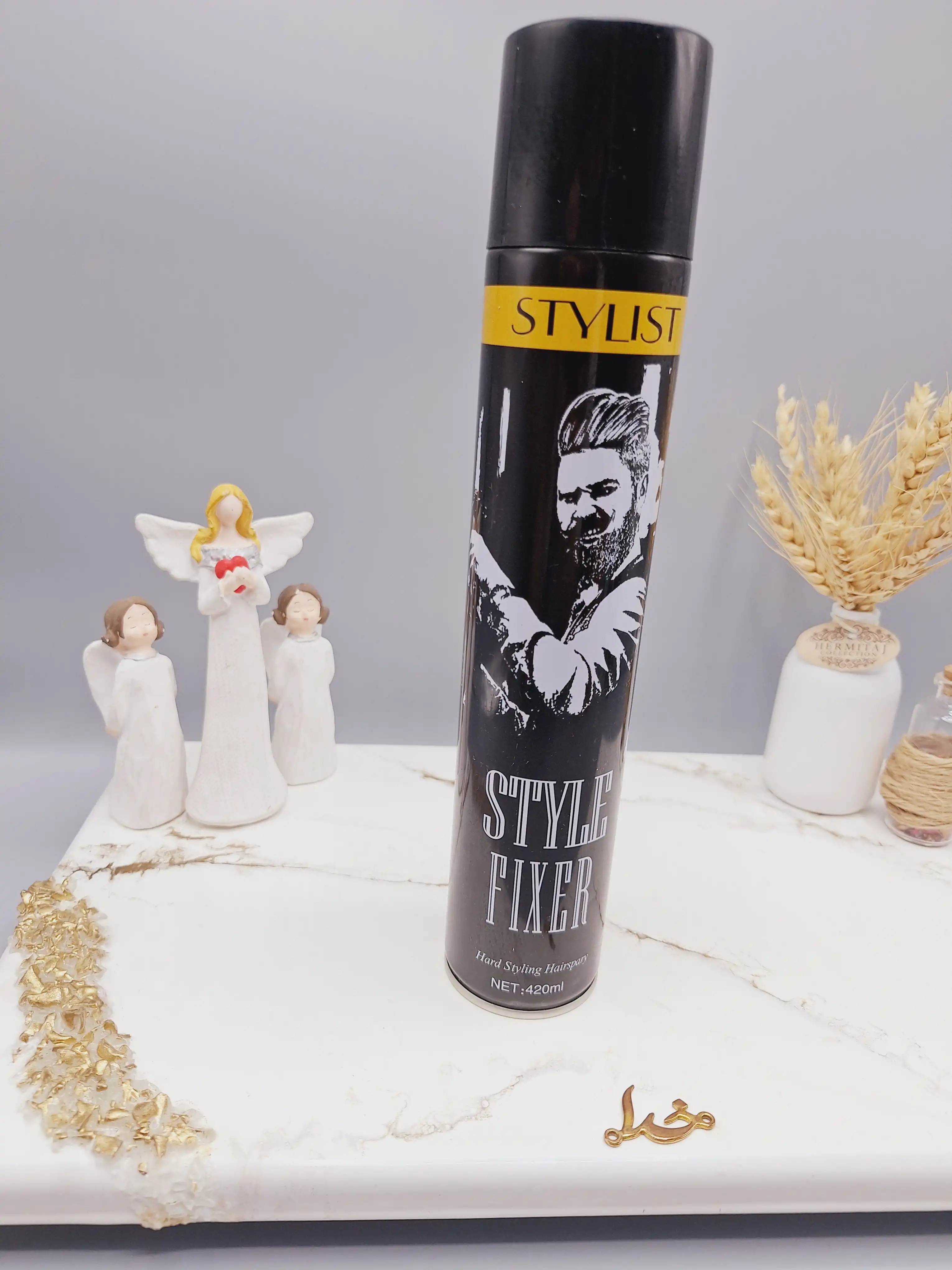 اسپری و تافت مو قوی سبک برند STYLIST حجم 420 میل کد 5803